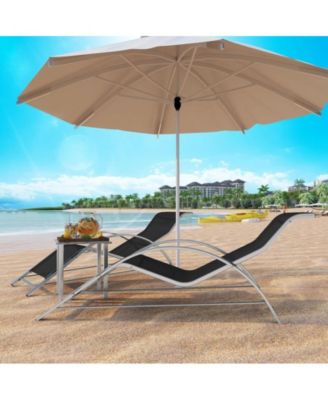 Outdoor Patio Chaise Lounge Set of 2, 3 Pieces Pool Lounge Chairs with Arm & Side Table, Beach Sunbathing Lawn Aluminum Chairs for Outside, Backyard, Poolside, Balcony, Deck, Lawn, Black