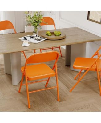 Dining Chairs Set of 4 Metal Frame Foldable Dining Chairs