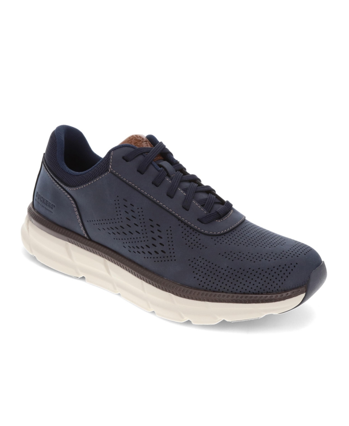 Dockers Mens Go-2 Synthetic Leather Dress Casual Lace Up Sneaker Shoe In Navy