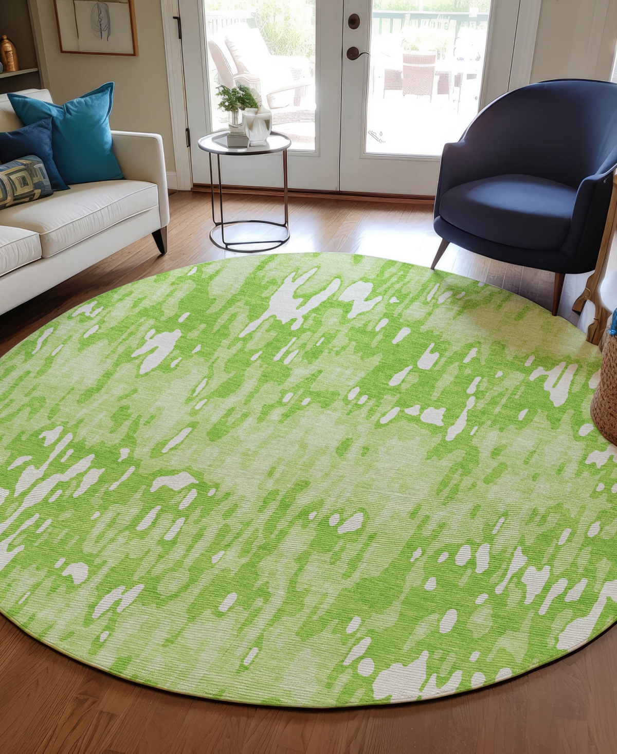 Addison Chantille Machine Washable Acn986 8'x8' Round Area Rug In Lime