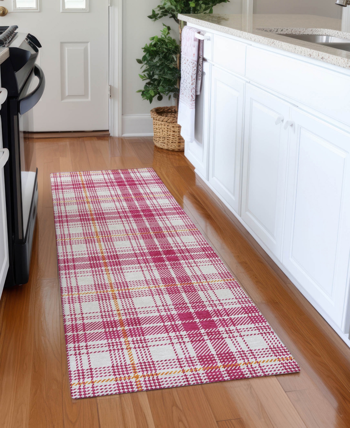 Addison Chantille Machine Washable Acn993 2'3"x7'6" Runner Area Rug In Rose