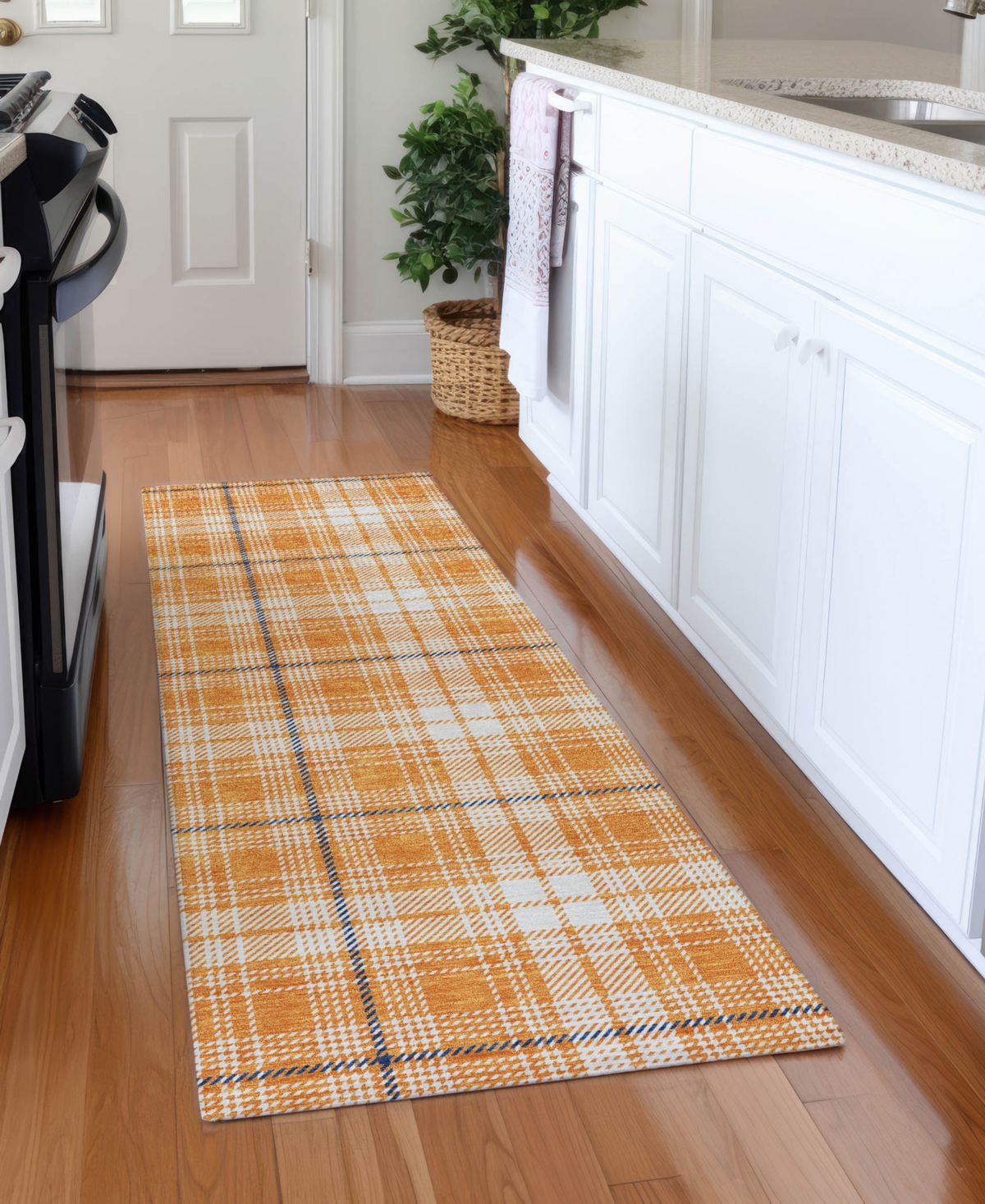 Addison Chantille Machine Washable Acn993 2'3"x7'6" Runner Area Rug In Orange