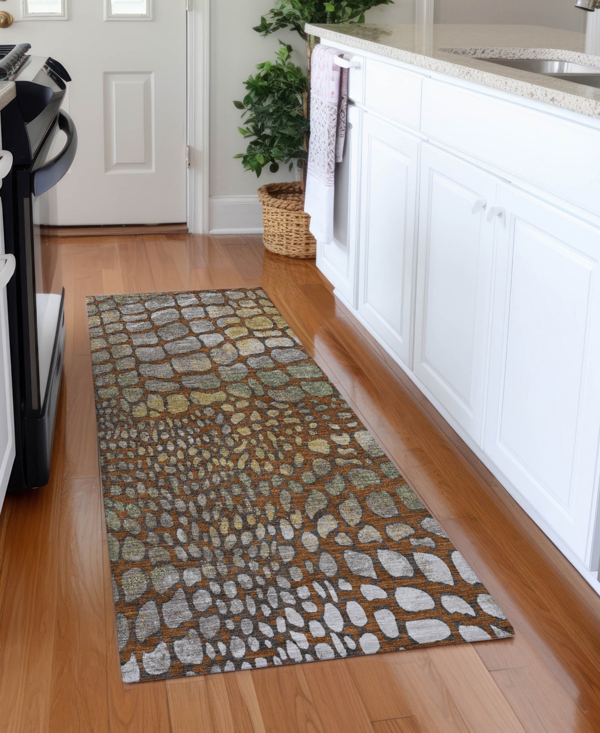 Addison Chantille Machine Washable Acn988 2'3"x7'6" Runner Area Rug In Paprika