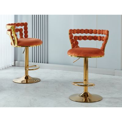 Golden Iron Tube Bar Chairs with Cushions