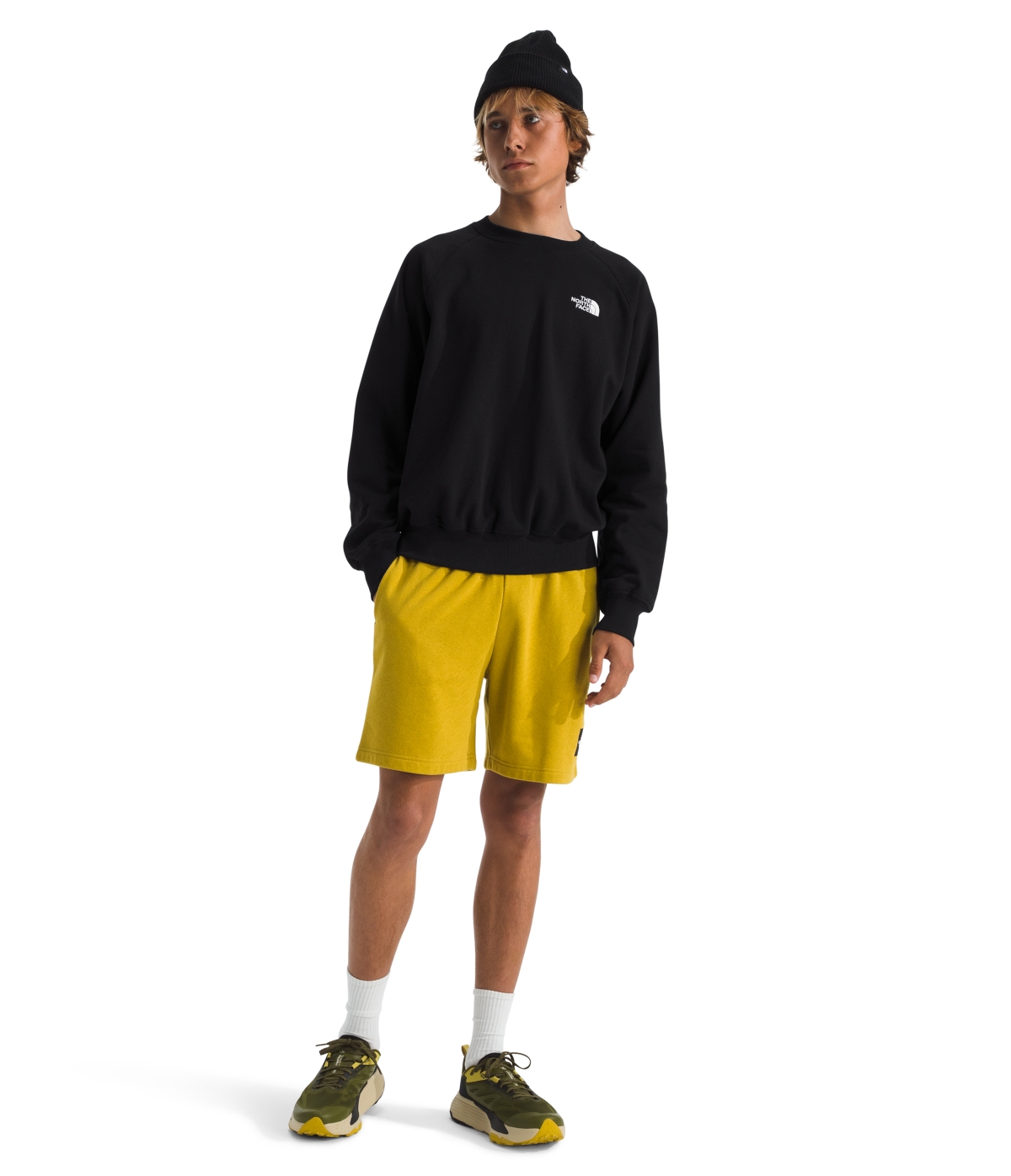Shop The North Face Men's Evolution Crewneck Sweatshirt In Tnf Black,tnf White