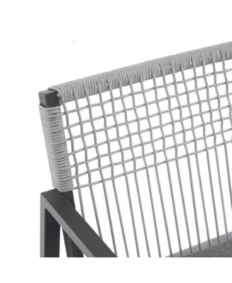 Outdoor Dining Set, Aluminum Dining Chair Set of 6 with Rope + Aluminum Dining Table, Gray+Black