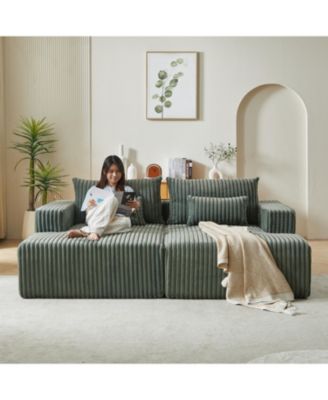 87" Oversized plush corduroy Sectional Lounge Chaise, Reclining Sofa Bed