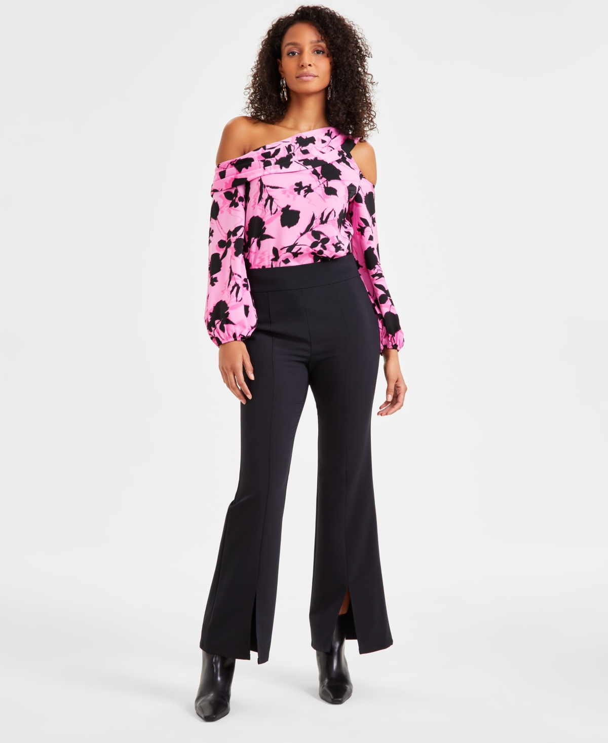 Shop Inc International Concepts Women's High-rise Wide-slit Flare-leg, Exclusively At Macy's In Deep Black