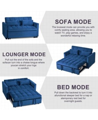 3-in-1 Sleeper Sofa Velvet Futon with Adjustable Backrest