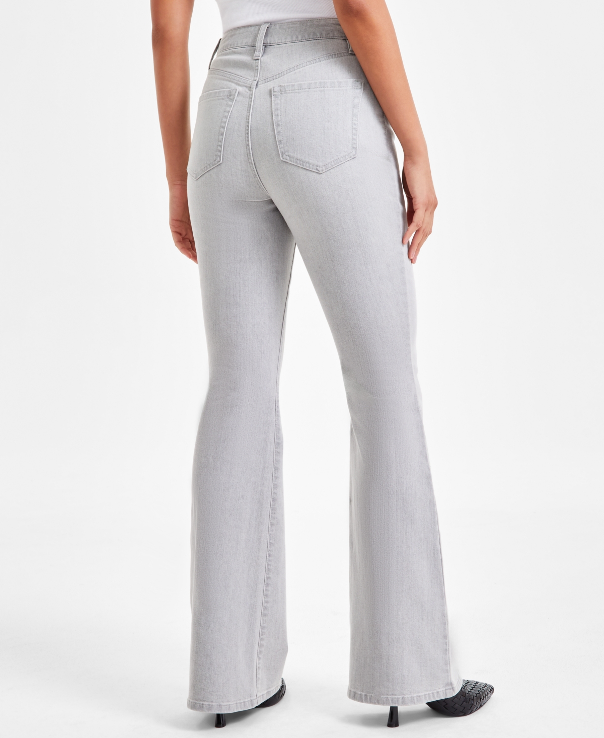Shop Inc International Concepts Women's High-rise Flare Jeans, Exclusively At Macy's In Light Grey