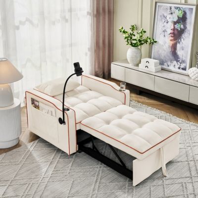 Convertible Sleeper Chair Sofa Bed Adjustable Pull Out Sleeper Chair Bed Multi-Pockets Folding Sofa Bed for Living Room Bedroom Small Space,3-in-1 Sofa Bed