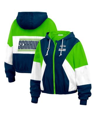 Women's College Seattle Seahawks Plus Size Color Block Full-Zip Windbreaker Jacket
