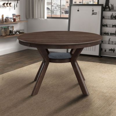 Dark Brown Mid-Century Round Dining Set (50chars)