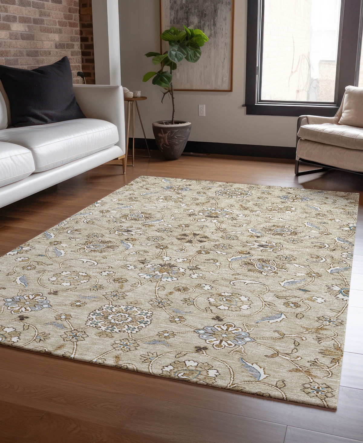 Addison Chantille Machine Washable Acn1149 8'x10' Area Rug In Beige