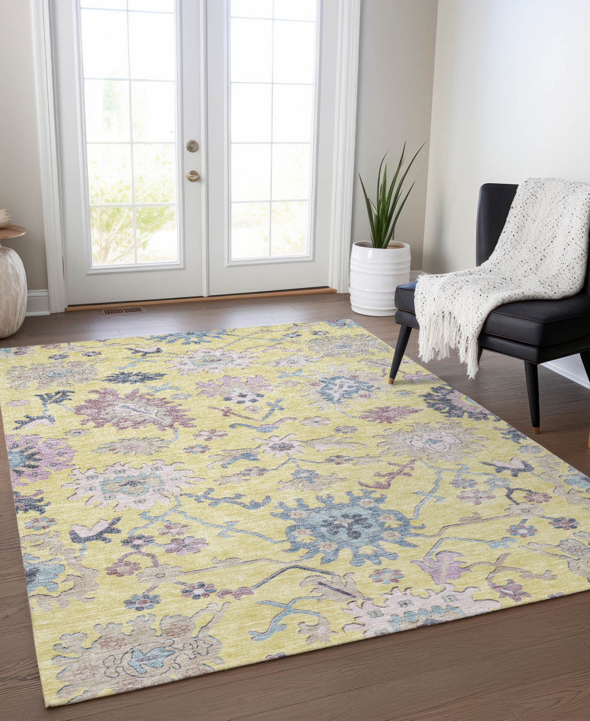 Addison Chantille Machine Washable Acn1154 9'x12' Area Rug In Yellow