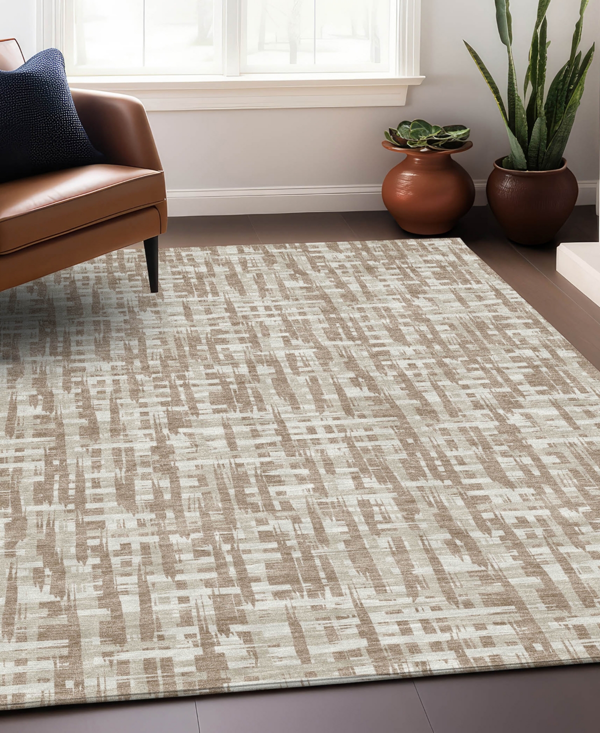 Addison Chantille Mahine Washable Acn1059 9'x12' Area Rug In Tan
