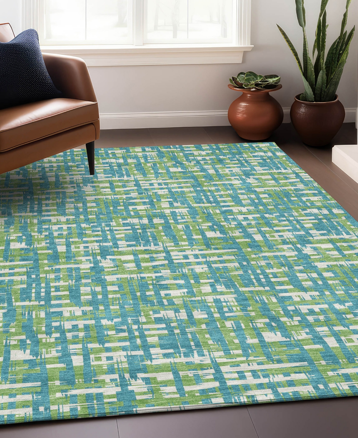 Addison Chantille Mahine Washable Acn1060 9'x12' Area Rug In Turquoise