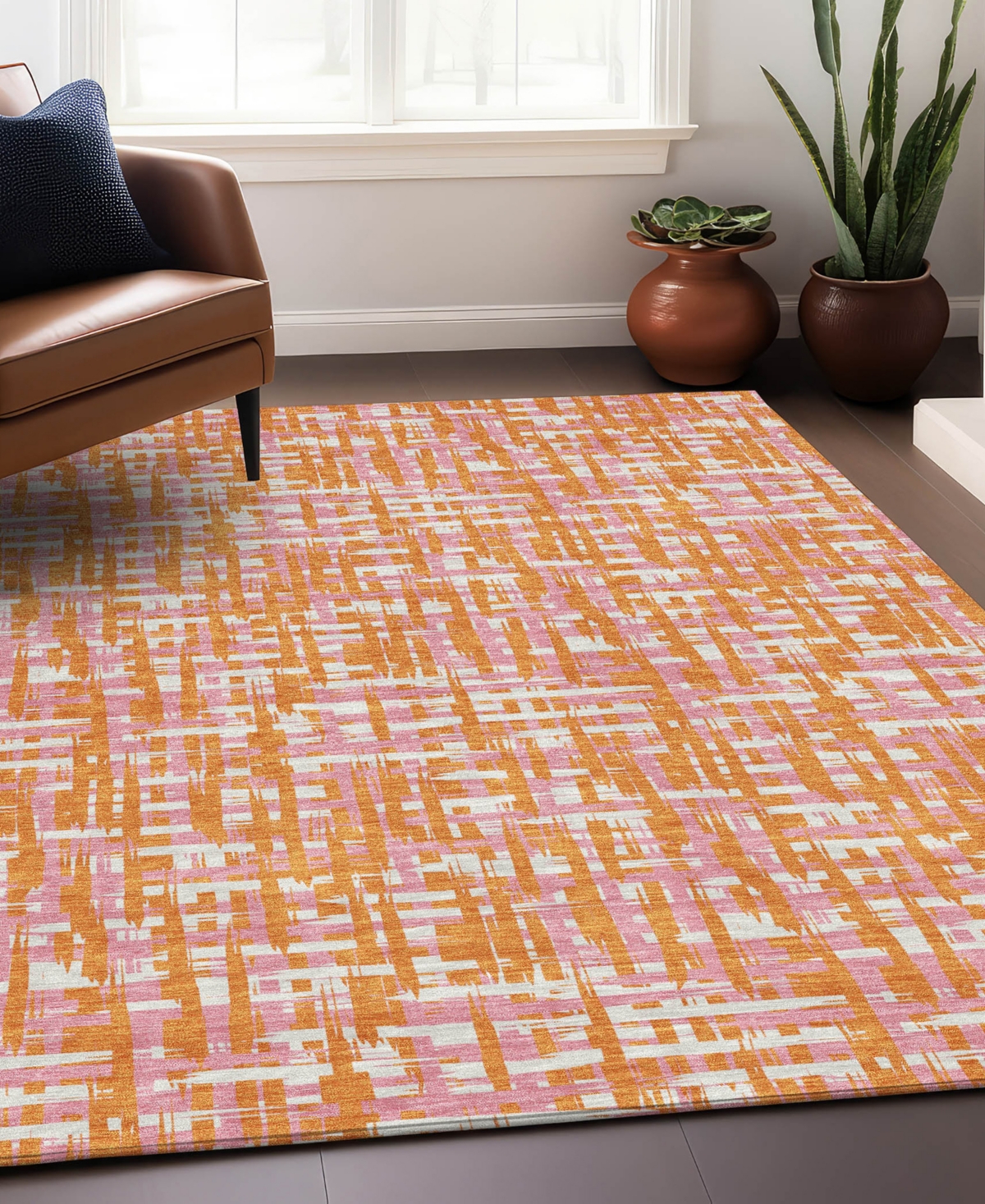 Addison Chantille Mahine Washable Acn1060 8'x10' Area Rug In Orange