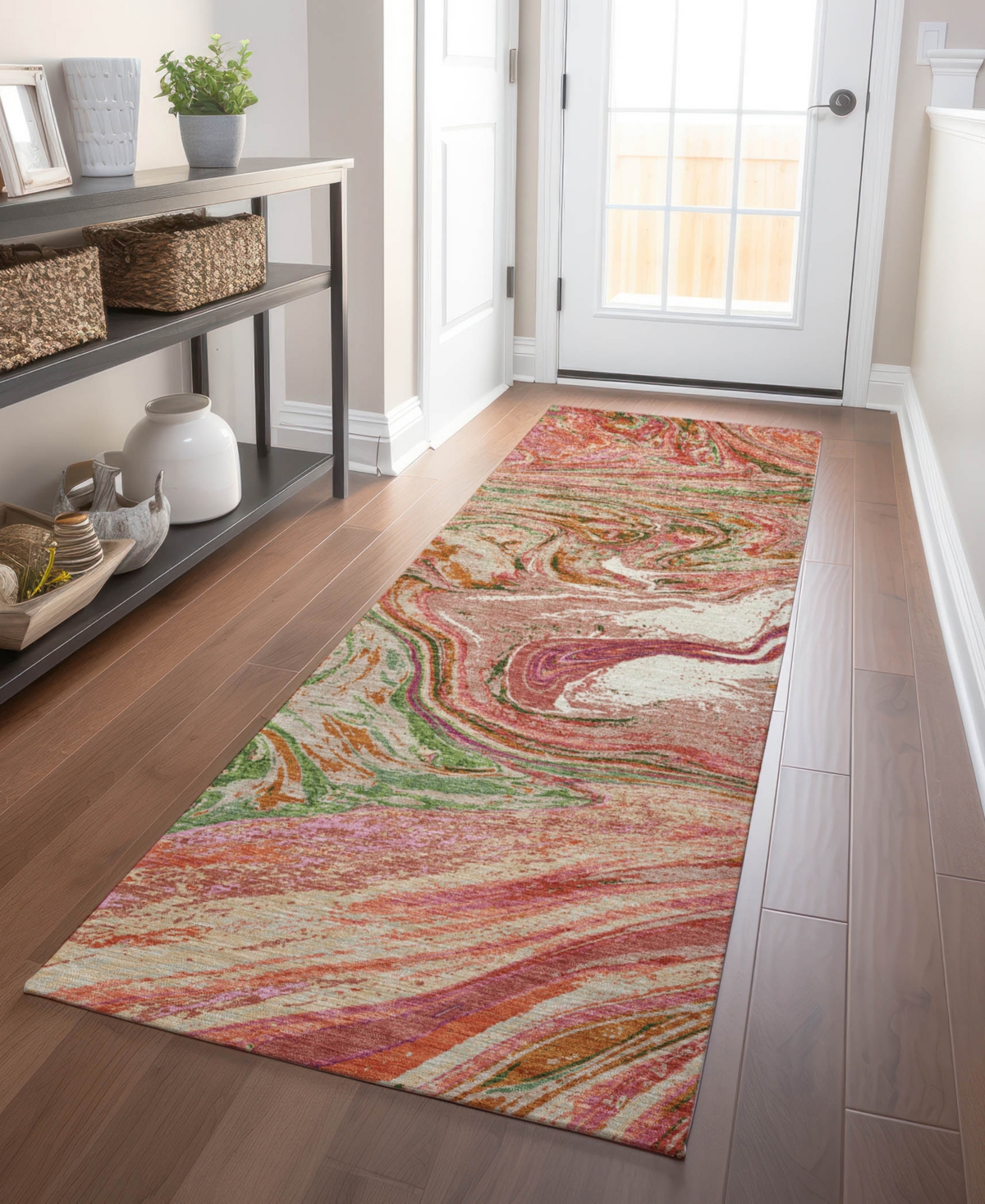 Addison Chantille Mahine Washable Acn1061 2'3"x7'6" Runner Area Rug In Coral