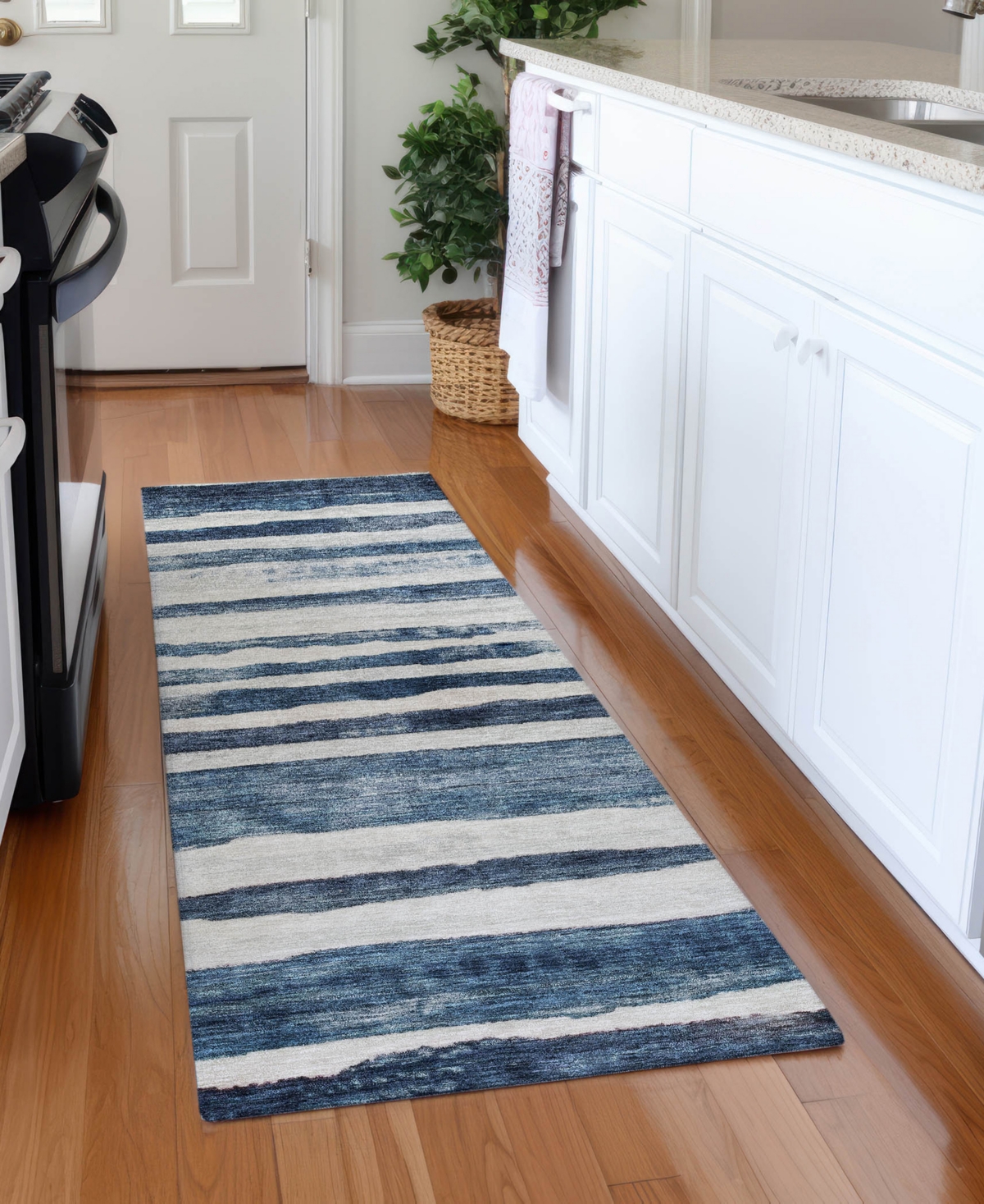 Addison Chantille Machine Washable Acn1191 2'3"x7'6" Runner Area Rug In Denim