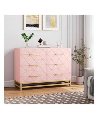Dresser For Bedroom With 6 Drawer Double Dressers, Modern Wooden Dresser Chest, Beside Table For Closet, Nursery, Living Room