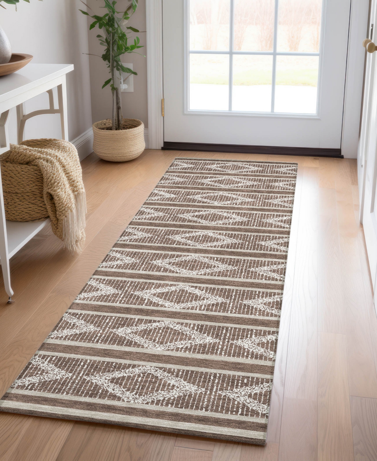 Addison Chantille Mahine Washable Acn1029 2'3"x7'6" Runner Area Rug In Brown