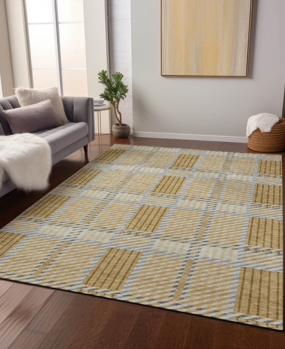Addison Chantille Mahine Washable Acn1000 5'x7'6" Area Rug In Gold