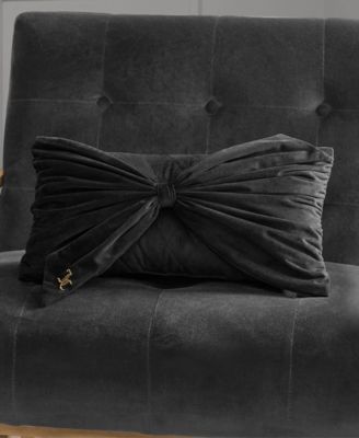 Velvet Bow Decorative Pillow, 10" x 18"