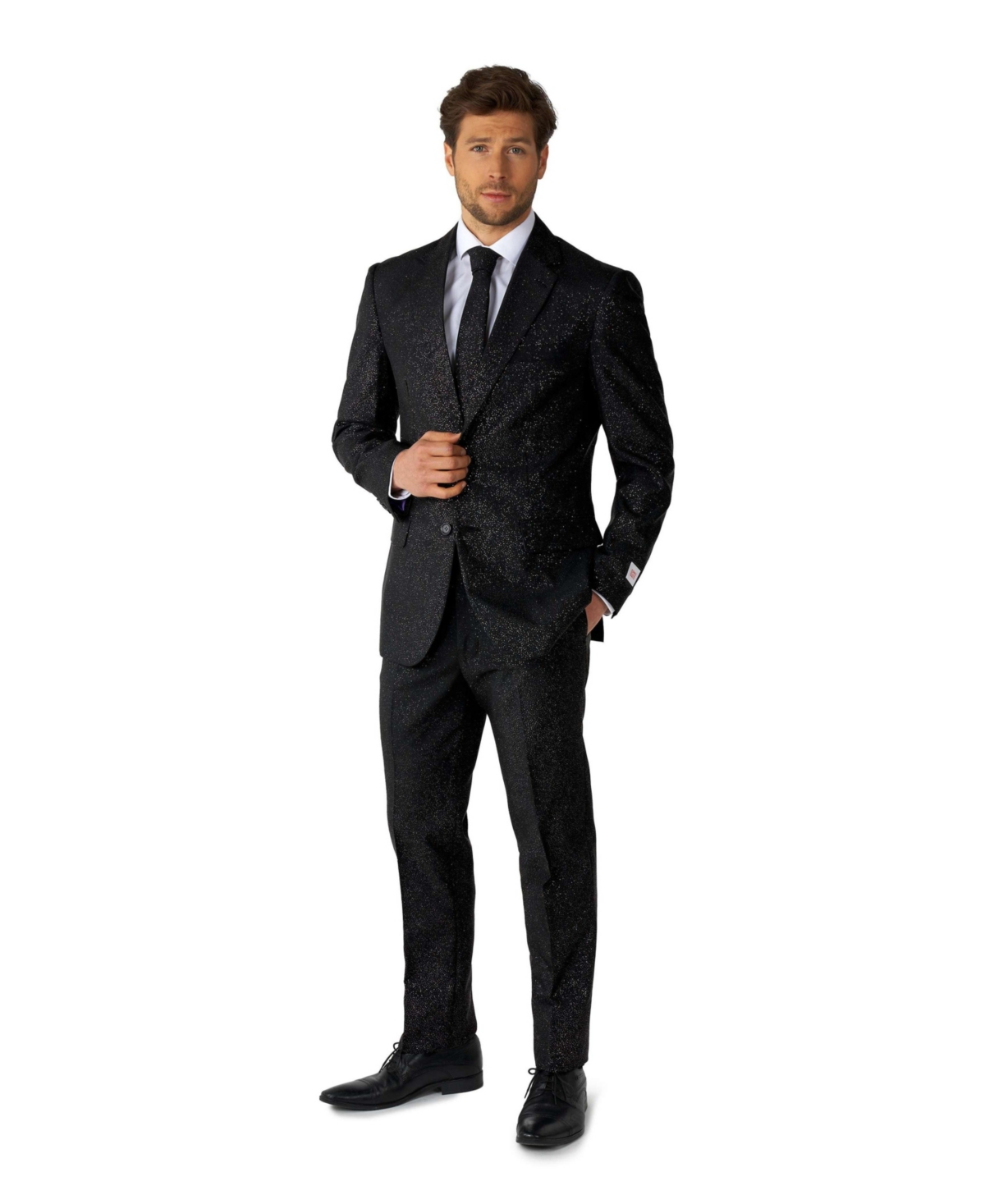 OppoSuits Men's Shiny Star Suit - Christmas & Nye Party Outfit - Black - Gold