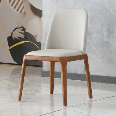 Streamdale Modern PU Leather Dining Chairs with Wooden Legs (Set of 2)