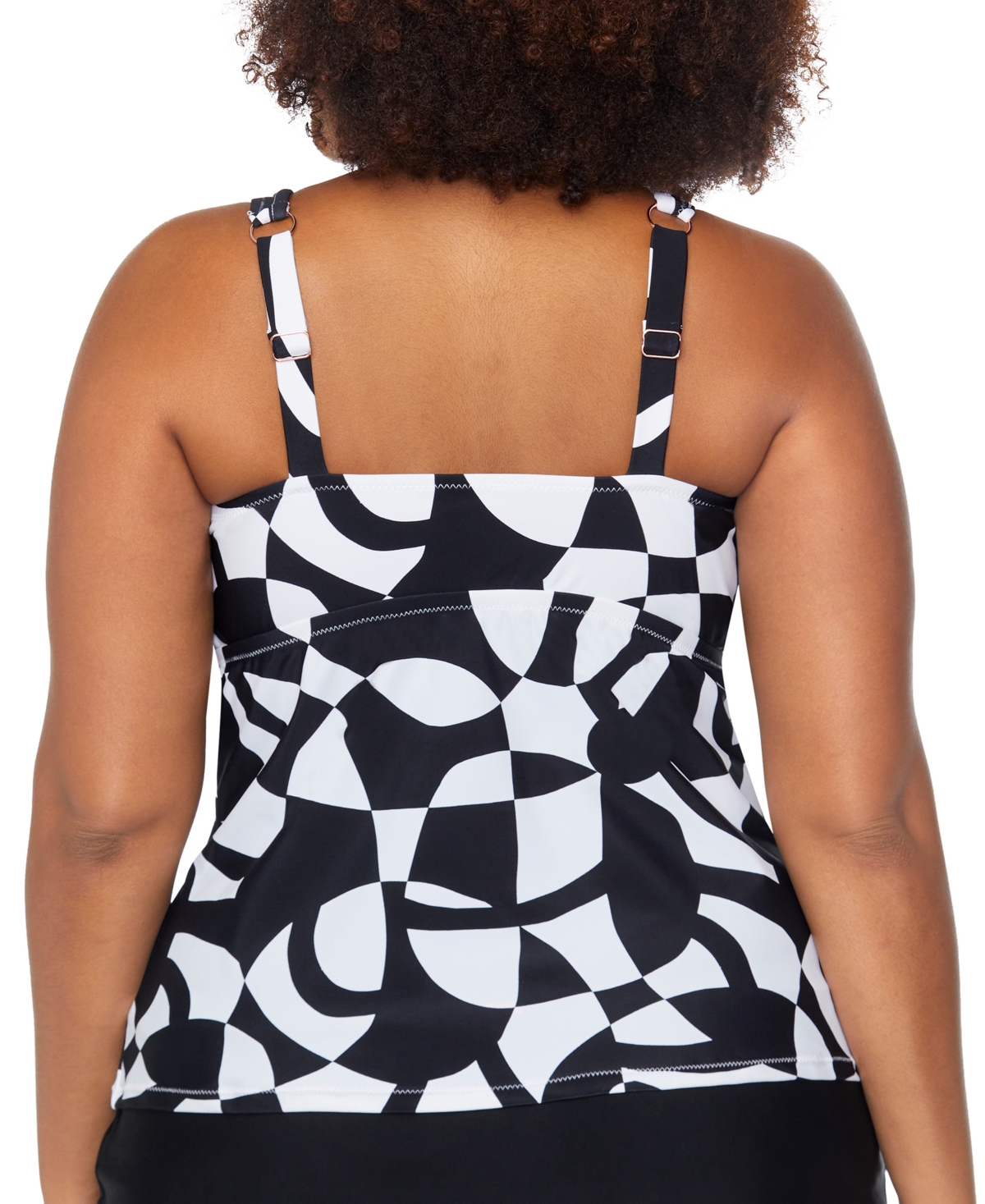 Raisins Curve Trendy Plus Size Tanzania Tankini Top In Black,white