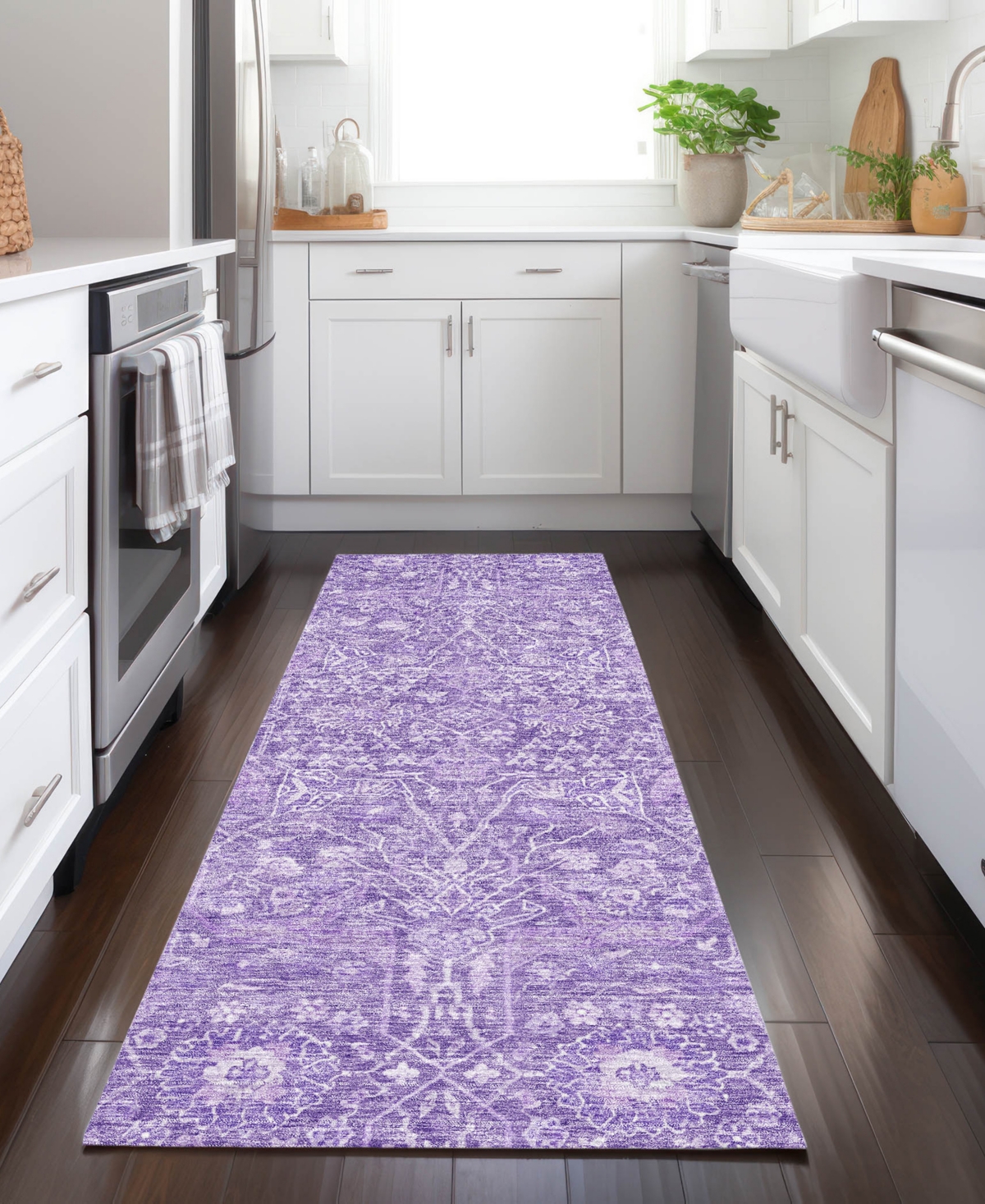 Addison Chantille Machine Washable Acn1133 2'3"x7'6" Runner Area Rug In Plum