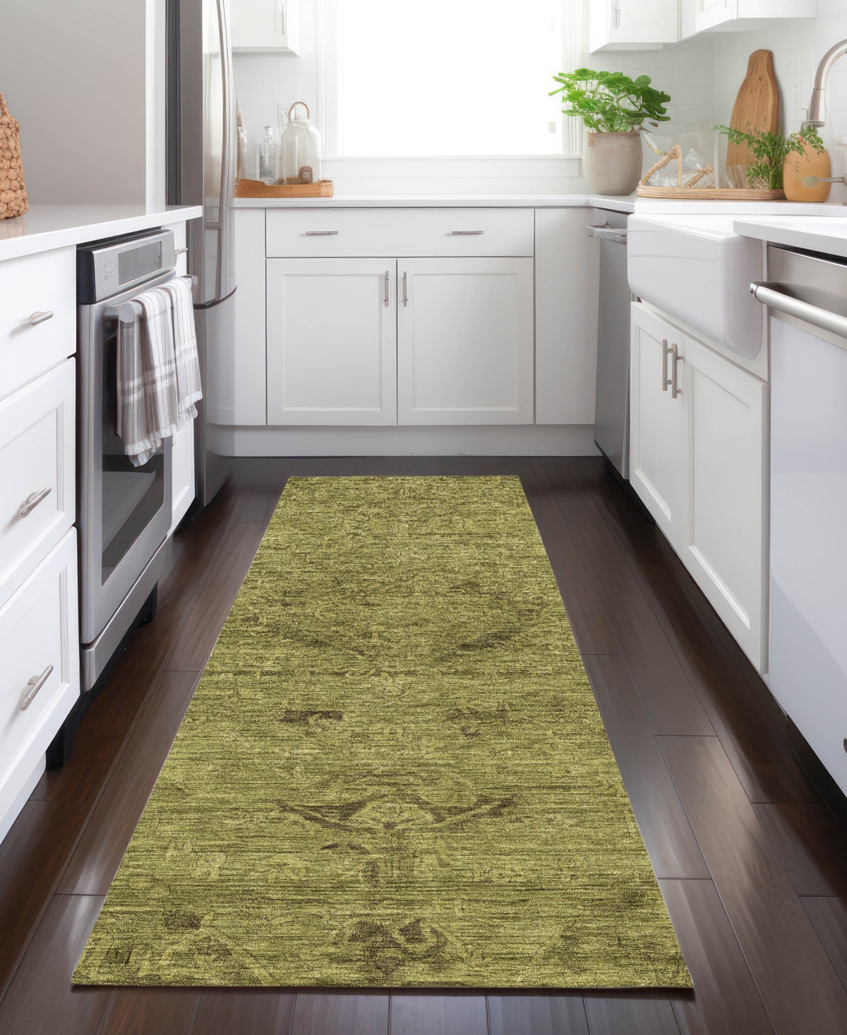 Addison Chantille Machine Washable Acn1111 2'3''x7'6'' Runner Area Rug In Olive