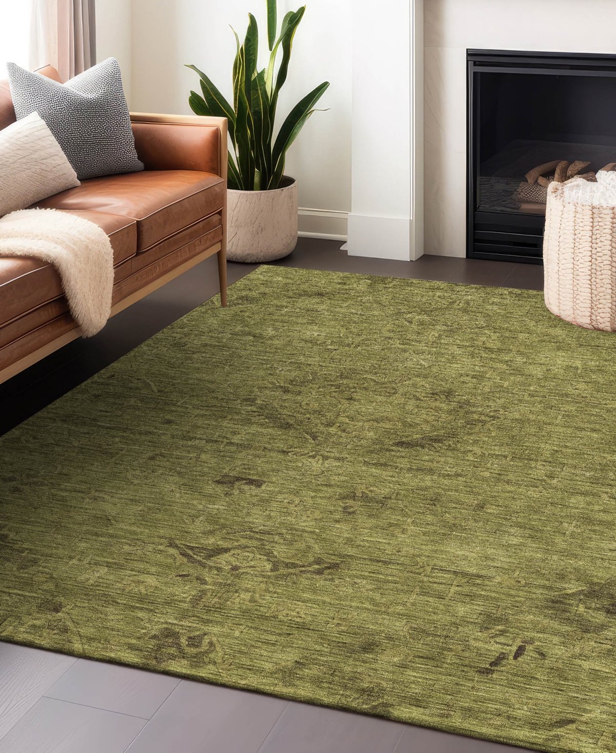 Addison Chantille Machine Washable Acn1111 5'x7'6" Area Rug In Olive