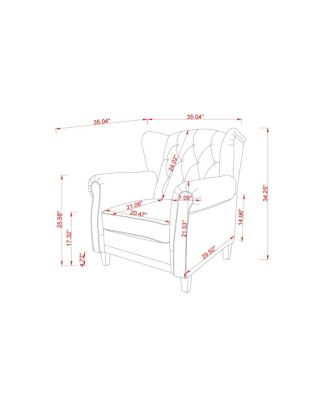 Modern Tufted Push Back Armchair Technical Leather Chair, Adjustable Single Sofa Chair with Sturdy Wood Legs for Bedroom, Living Room, Small Space(Color:ORANGE)