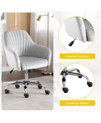 Velvet Accent Chair Modern Home Office Leisure Chair with Adjustable Height and Casters