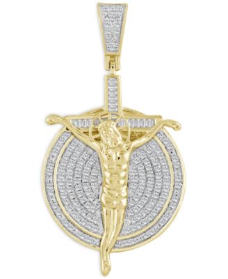 Macy's - Men's Diamond Crucifix Pendant (1/2 ct. t.w.) in 10k Yellow Gold