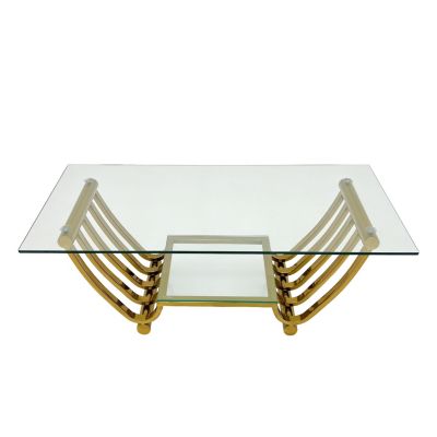 Streamdale Modern Stainless Steel Coffee Table with Storage