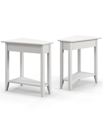2 PCS 2-Tier End Table Irregular Narrow Sofa Side Nightstand w/ Storage Shelf
