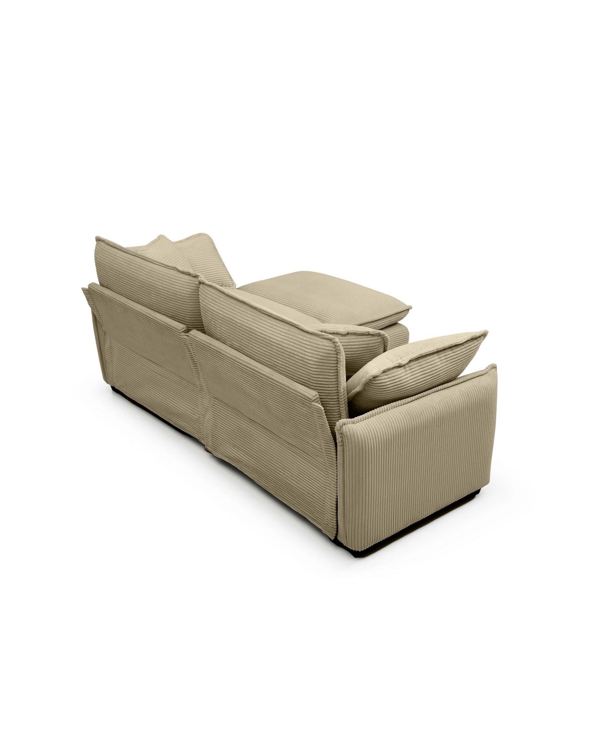 Streamdale Furniture Two-Seater Sofa with One Footrest, L-Shaped 2-Seater Sofa with Ottoman for Small Living SpacesCorduroy - Tan