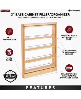 3" Pullout Base Filler Cabinet Rack w/ Soft-close, 432-BFBBSC-3C