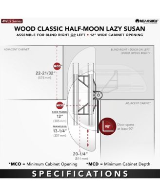 32" Lazy Susan Half-Moon Shaped 2-Shelf Turner, 4WLS882-32-570