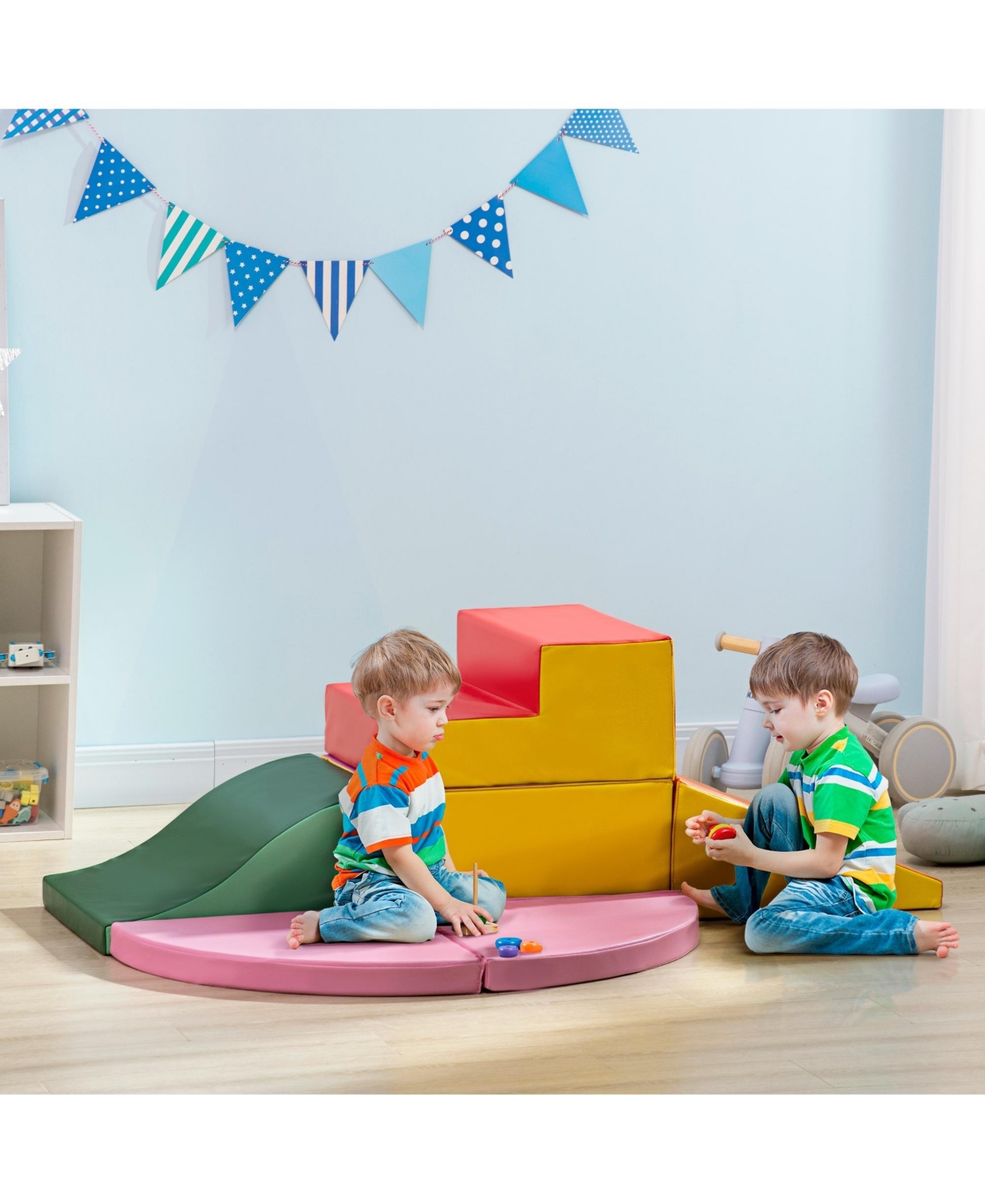 Qaba 6-Pieces Foam Climbing Blocks for Toddlers 1-3 Years, Assorted - Assorted Pre-pack (See Table 9