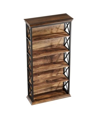 71 Inches 6-Tier Industrial Bookshelves and Bookcases, Floor Standing 5 Shelf Display Storage Shelves Tall Bookcase