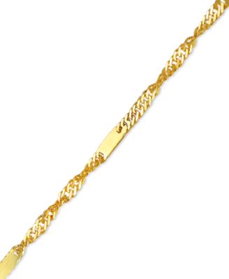 18" Flat Bar Singapore Chain Necklace (1/3mm) in 14k Gold
