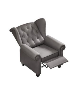 Modern Tufted Push Back Armchair Technical Leather Chair, Adjustable Single Sofa Chair with Sturdy Wood Legs for Bedroom, Living Room, Small Space(Color:GREY)