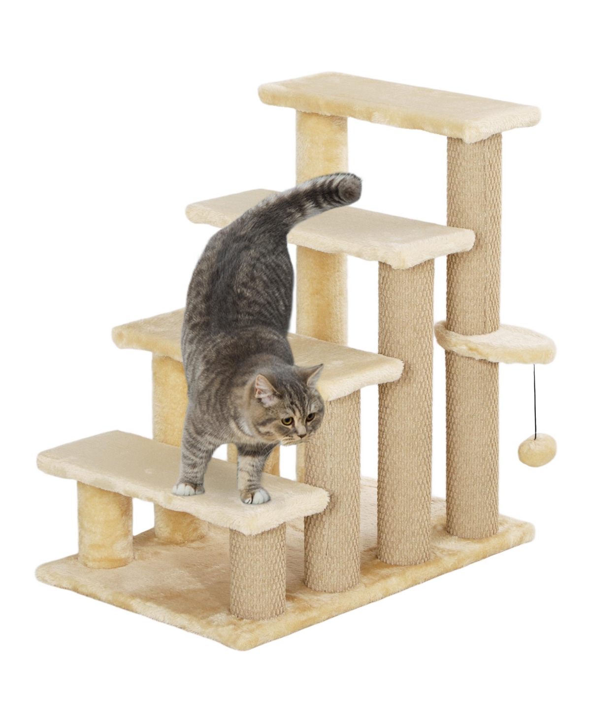 Cat Tree, Cat Tower Cat Stair Steps with Scratching Post, - Beige