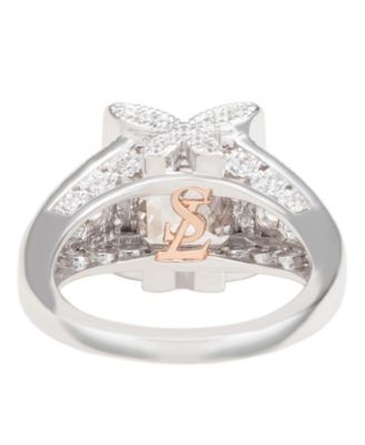 Suzy Levian Sterling Silver Emerald Cut Cubic Zirconia French Filigree Ring