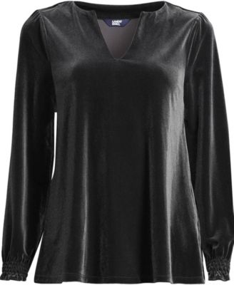 Plus Size Long Sleeve Velvet Blouse