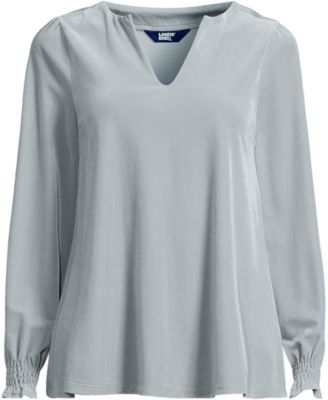 Plus Size Long Sleeve Velvet Blouse